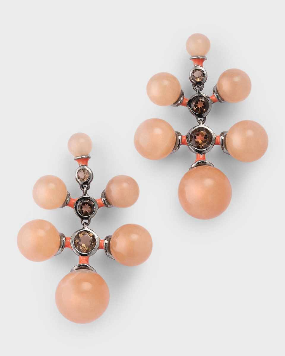 Radiant Moonstone And Quartz Statement Drop Earrings